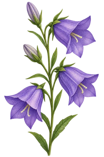 Watercolor Purple Bellflower Stem