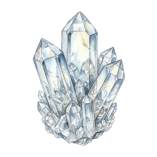 Watercolor Quartz Crystal Cluster Illustration