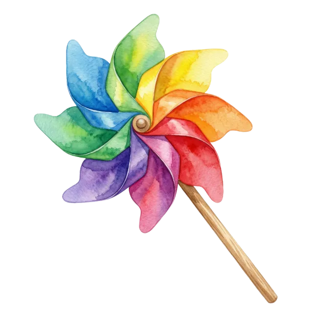 Watercolor Rainbow Pinwheel Toy