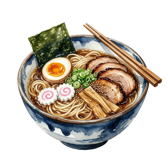 Watercolor Ramen Bowl Illustration