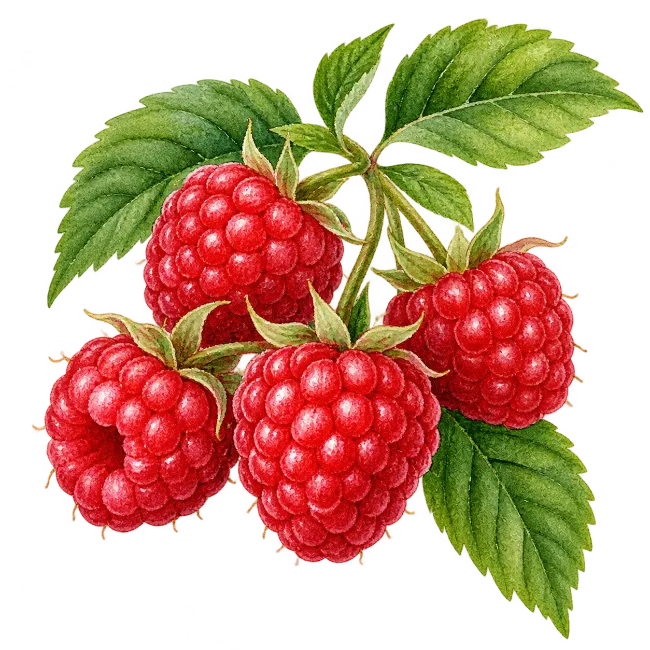 Watercolor Raspberry Fruit Branch