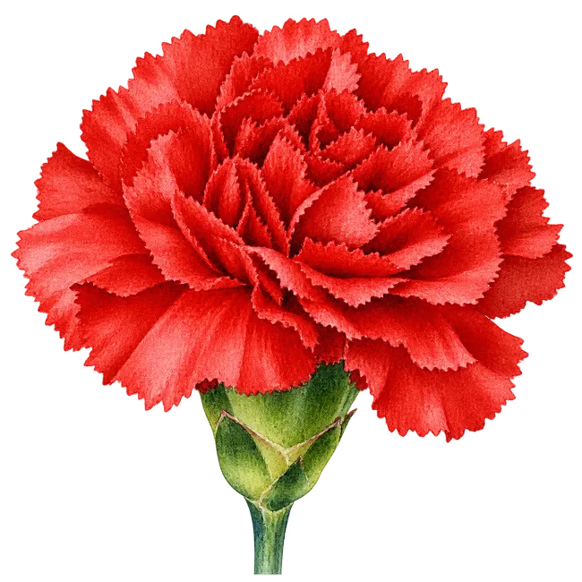 Watercolor red carnation flower illustration