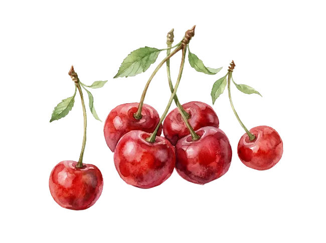 Watercolor Red Cherries Illustration