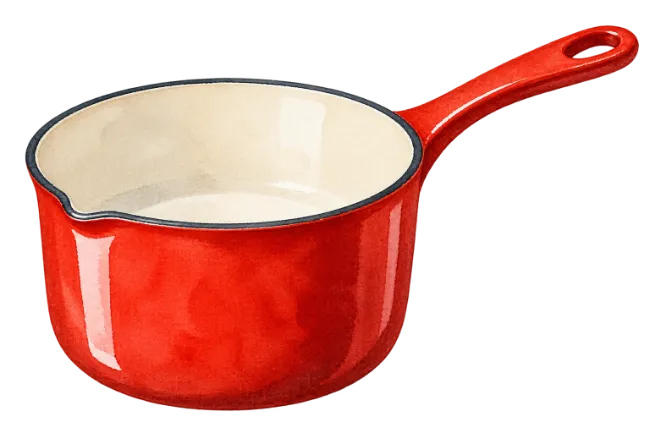 Watercolor red saucepan illustration