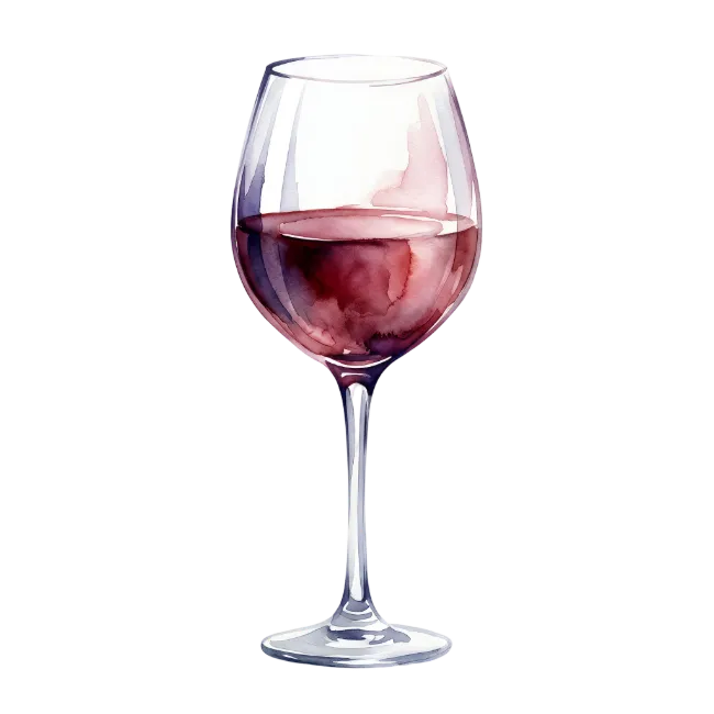 Watercolor Red Wine Glass Illustration