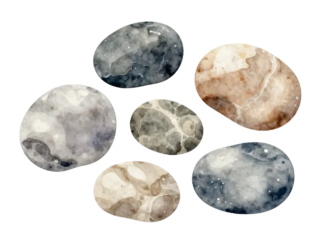 Watercolor River Stones Illustration