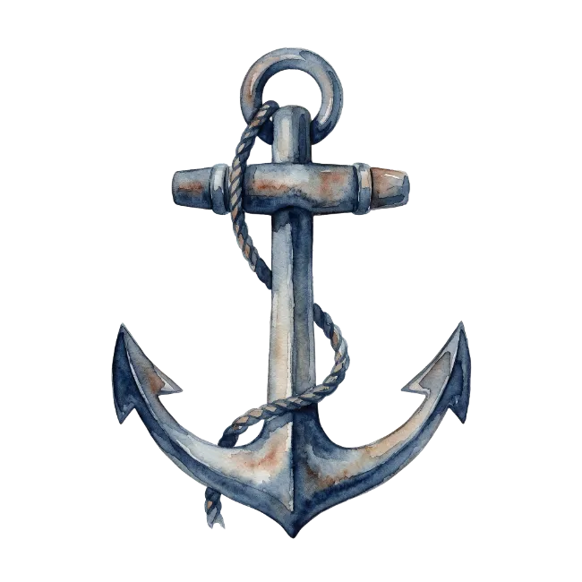Watercolor Rusty Ship Anchor