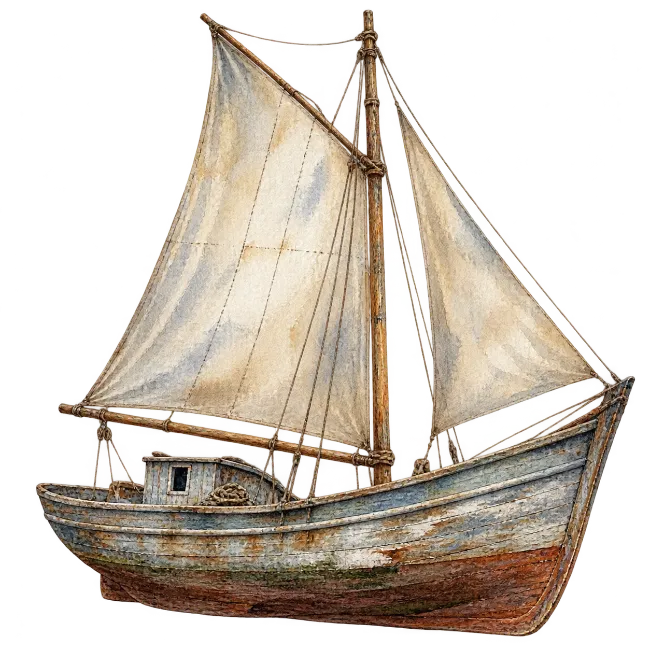 Watercolor sailboat illustration