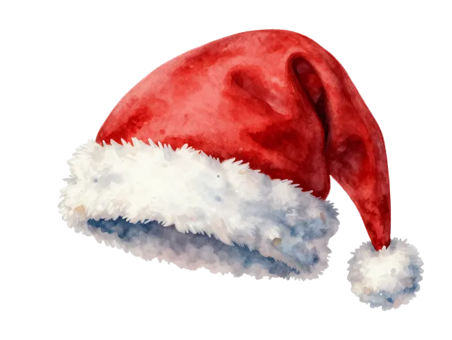 Watercolor Santa Claus hat