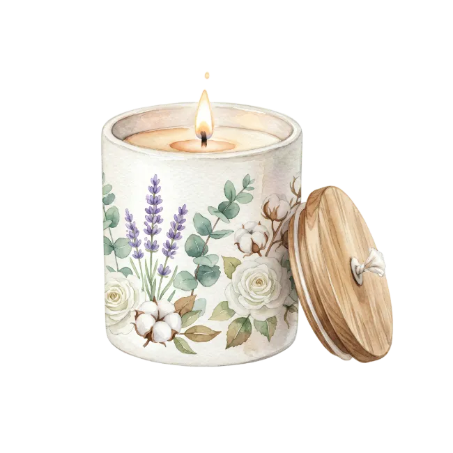 Watercolor Scented Candle with Floral Design