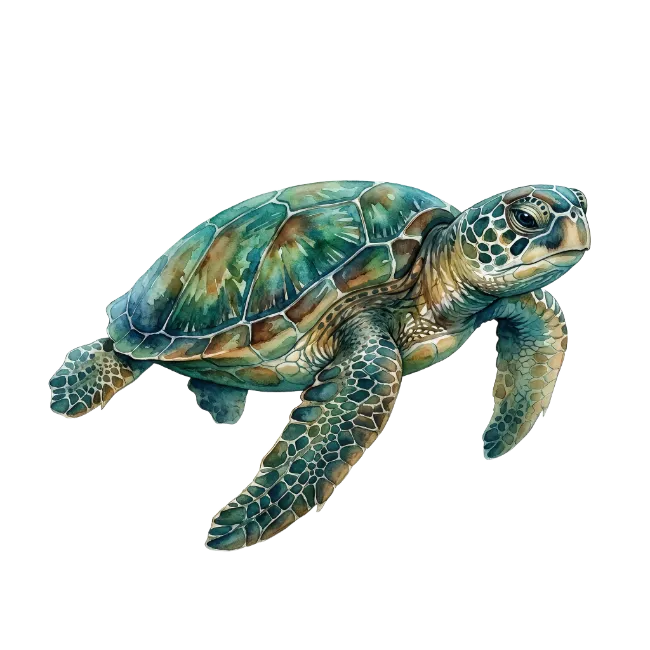 Watercolor Sea Turtle Swimming