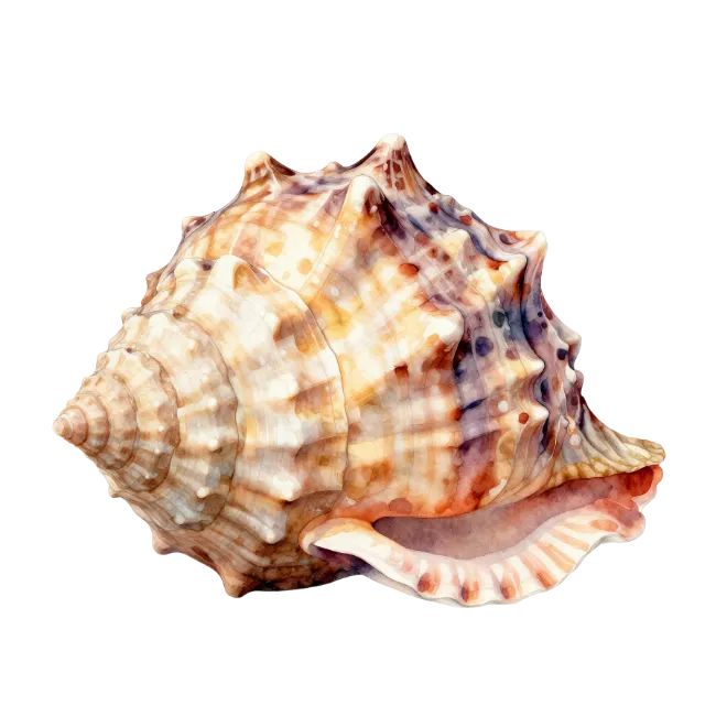 Watercolor seashell illustration isolated on black background