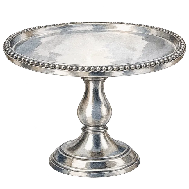 Watercolor Silver Cake Stand