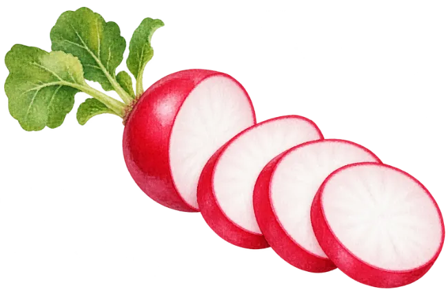 Watercolor Sliced Radish Illustration