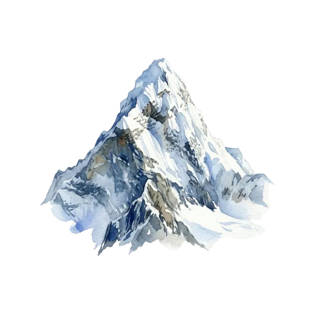 Watercolor Snowy Mountain Peak Illustration