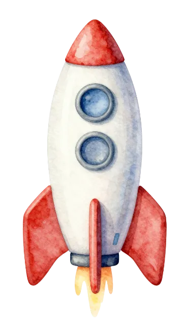 Watercolor Spaceship Rocket Illustration