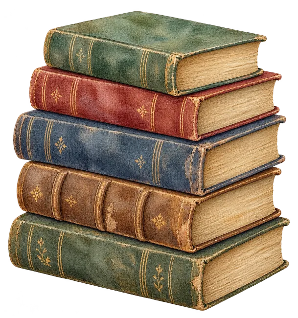 Watercolor Stack of Vintage Books