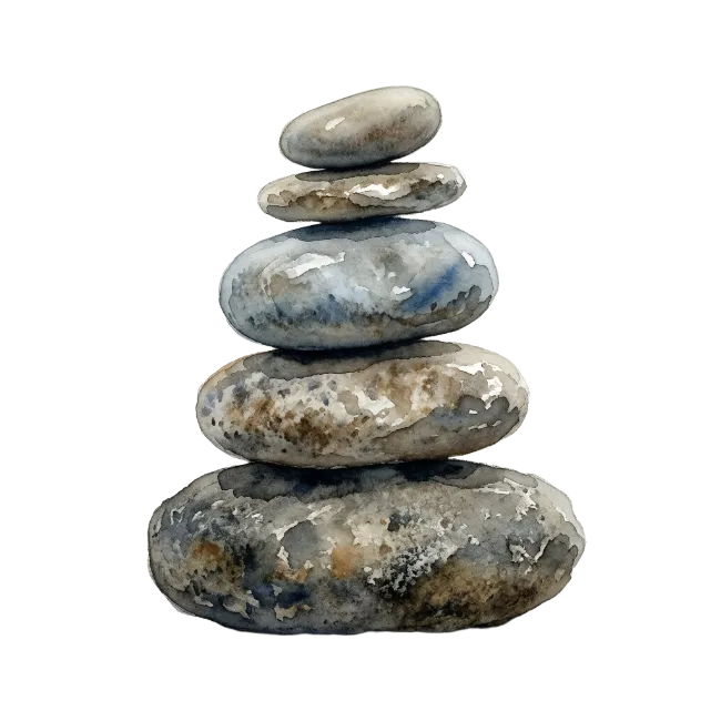 Watercolor Stacked Balancing Stones Illustration
