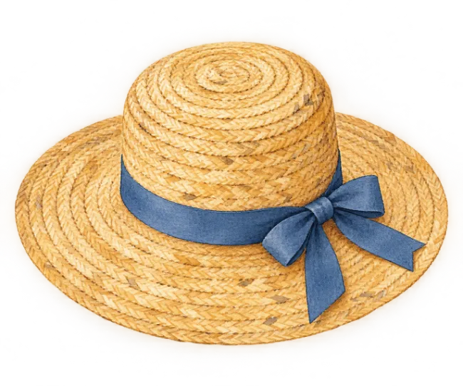 Watercolor Straw Hat Illustration