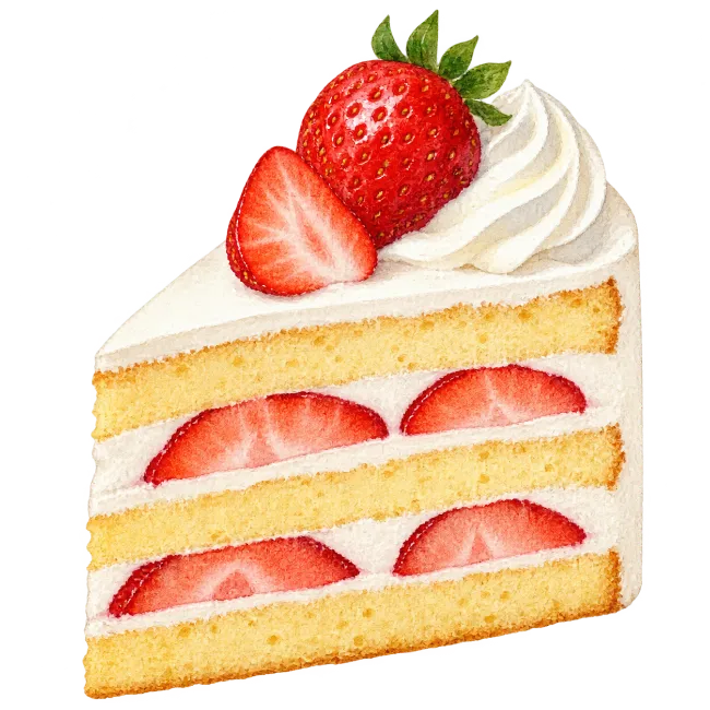 Watercolor Strawberry Cake Slice