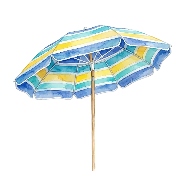 Watercolor Striped Beach Umbrella