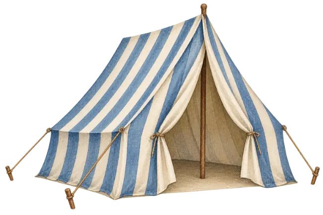 Watercolor Striped Circus Tent Illustration