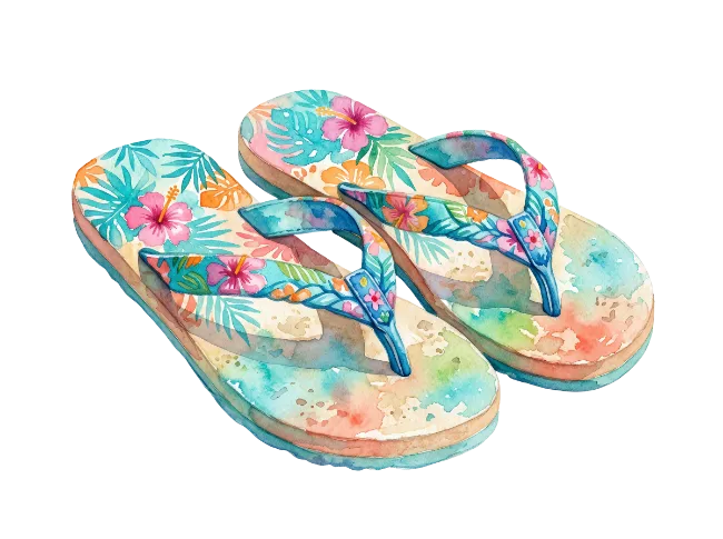 Watercolor Summer Flip Flops