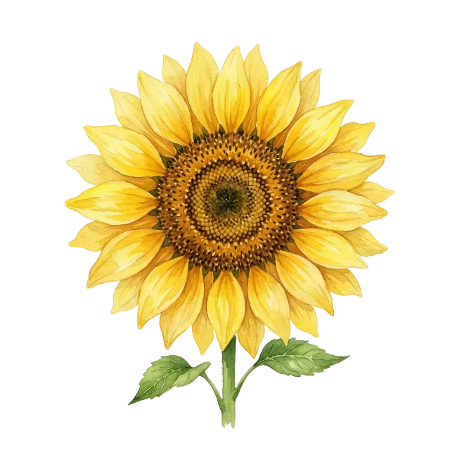 Watercolor Sunflower Flower Illustration