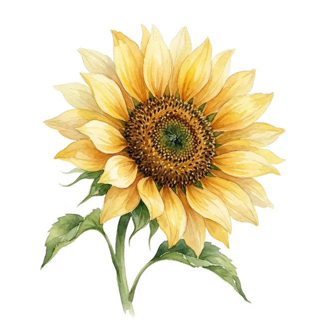 Watercolor Sunflower Flower Illustration