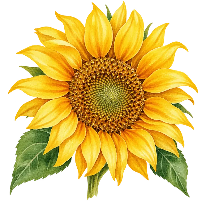 Watercolor Sunflower Flower Illustration