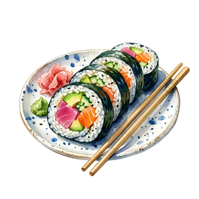 Watercolor Sushi Roll Plate