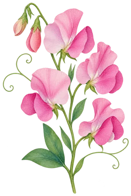 Watercolor Sweet Pea Flower
