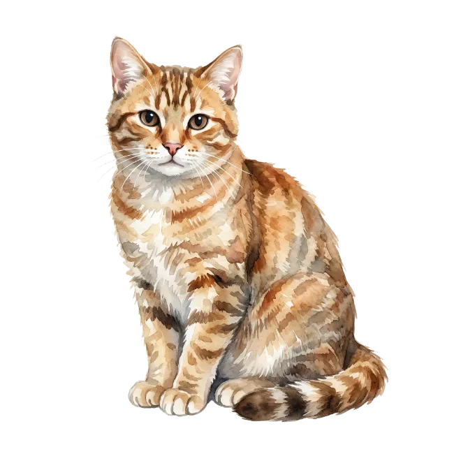 Watercolor Tabby Cat Illustration