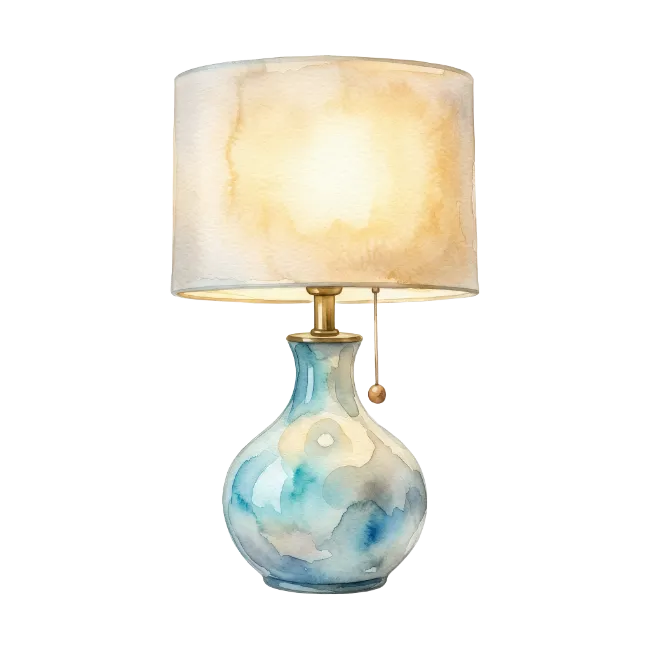 Watercolor Table Lamp with Blue Base