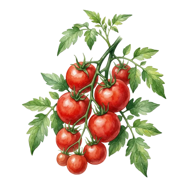 Watercolor Tomato Vine Illustration