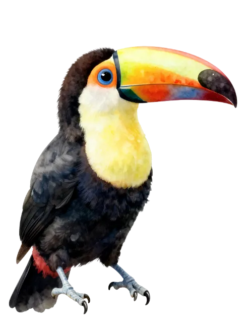 Watercolor Toucan Bird Illustration