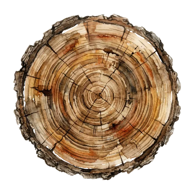 Watercolor Tree Ring Cross Section
