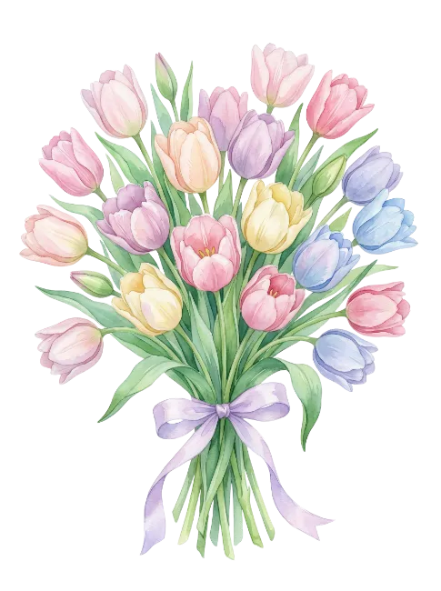 Watercolor Tulip Bouquet Illustration