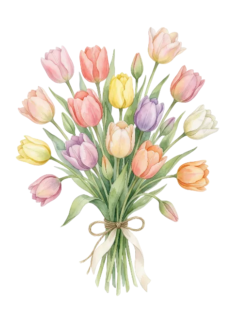 Watercolor Tulip Bouquet Illustration