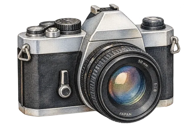 Watercolor Vintage Camera Illustration