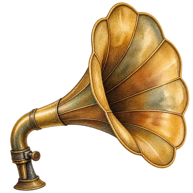 Watercolor Vintage Gramophone Horn