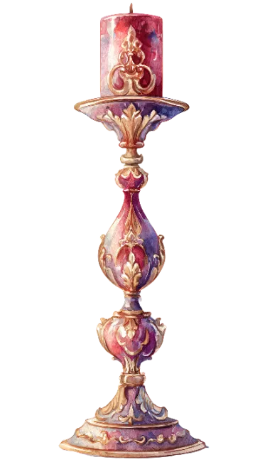 Watercolor Vintage Ornate Candle Holder Illustration