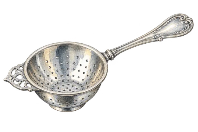 Watercolor Vintage Tea Strainer Illustration