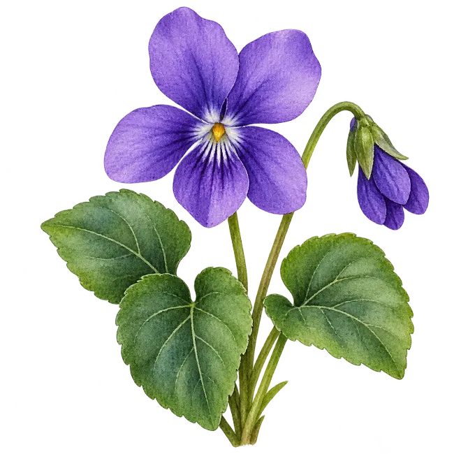 Watercolor Violet Flower Illustration