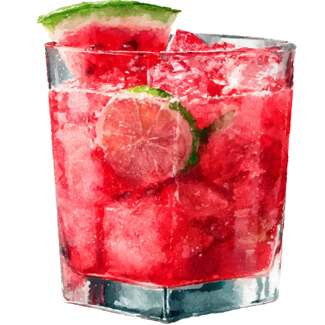 Watercolor Watermelon Cocktail Illustration