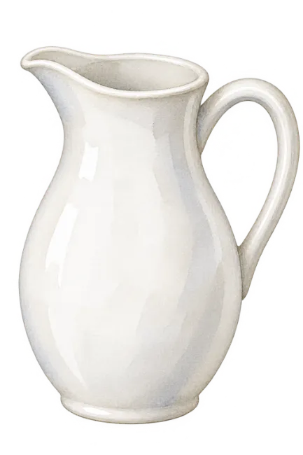 Watercolor White Ceramic Pitcher