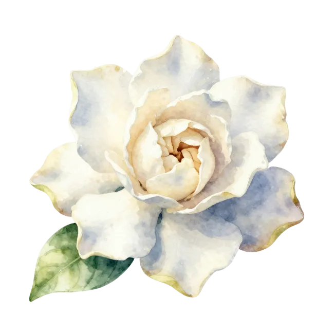 Watercolor White Gardenia Flower Illustration