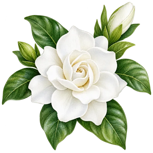 Watercolor White Gardenia Flower Illustration