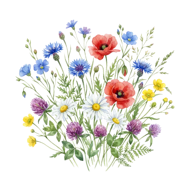 Watercolor Wildflowers Bouquet Illustration