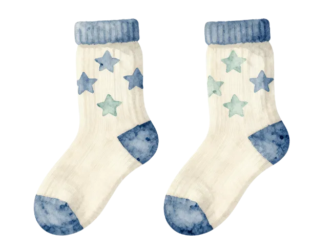 Watercolor Winter Socks with Star Pattern